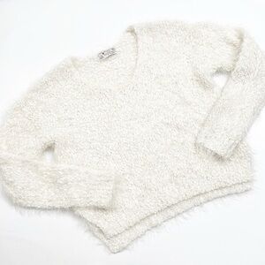 Poof Apparel cream cropped knit sweater